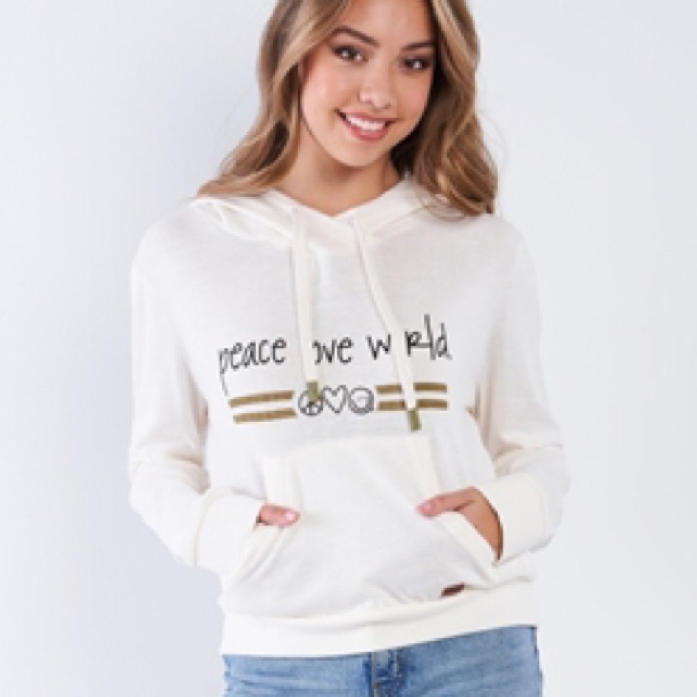 WHITE "Peace Love World Tour”  PULLOVER HOODIE - Picture 4 of 4